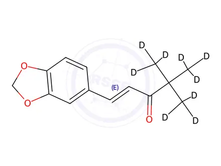 Chemical structure of 1-(3,4-Methylenedioxyphenyl)-4,4-dimethyl-d6-pent-1-en-3-one-d3