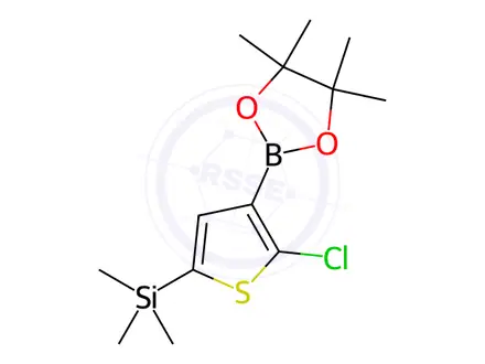 Chemical structure of (5-Chloro-4-(4,4,5,5-tetramethyl-1,3,2-dioxaborolan-2-yl)thiophen-2-yl)trimethylsilane