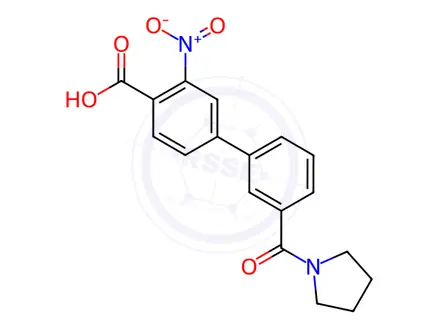 Chemical structure of 2-Nitro-4-(3-pyrrolidinylcarbonylphenyl)benzoic acid