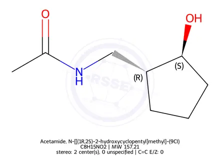 Chemical structure of Acetamide, N-[[(1R,2S)-2-hydroxycyclopentyl]methyl]-(9CI)