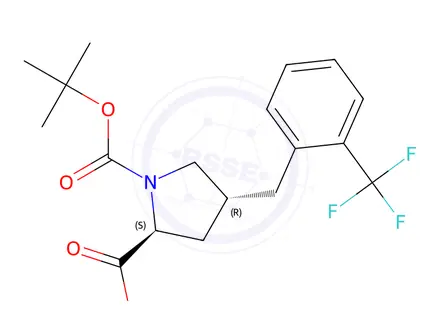 Chemical structure of (2S,4R)-1-(tert-Butoxycarbonyl)-4-(2-(trifluoromethyl)-benzyl)pyrrolidine-2-carboxylic acid