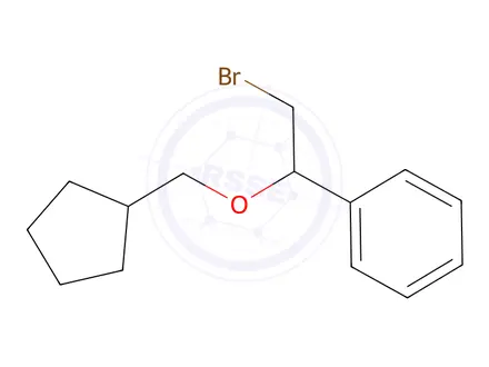 Chemical structure of (2-Bromo-1-(cyclopentylmethoxy)ethyl)benzene