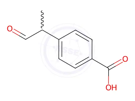 Chemical structure of 4-(1-Oxopropan-2-yl)benzoic acid