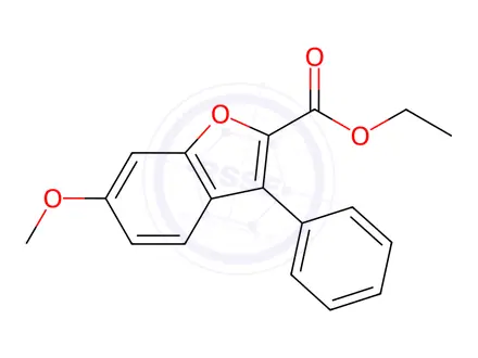Chemical structure of Ethyl 6-methoxy-3-phenylbenzofuran-2-carboxylate