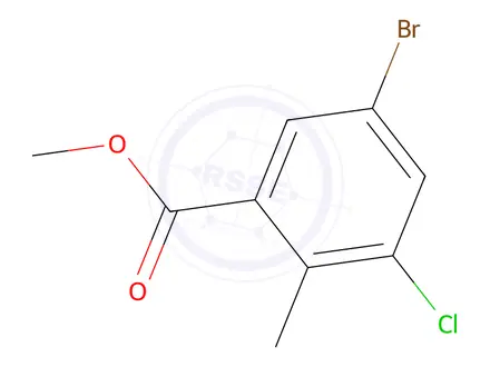 Chemical structure of methyl 5-bromo-3-chloro-2-methylbenzoate