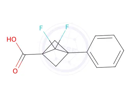Chemical structure of 2,2-Difluoro-3-phenylbicyclo[1.1.1]pentane-1-carboxylic acid
