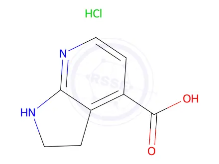 Chemical structure of 2,3-Dihydro-1H-pyrrolo[2,3-b]pyridine-4-carboxylic acid hydrochloride