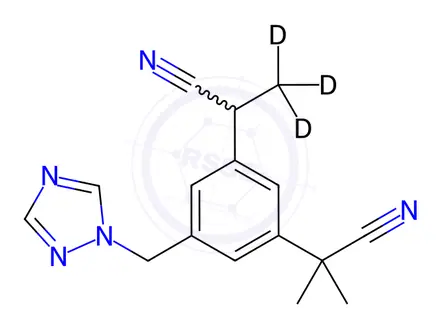 Chemical structure of α-Desmethyl Anastrozole-d3
