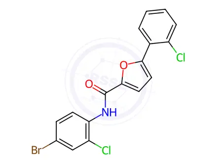 Chemical structure of N-(4-Bromo-2-chlorophenyl)-5-(2-chlorophenyl)furan-2-carboxamide