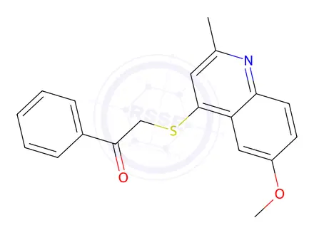 Chemical structure of 2-((6-Methoxy-2-methyl-4-quinolinyl)thio)-1-phenylethanone