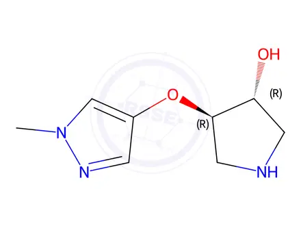 Chemical structure of RAC-(3R,4R)-4-[(1-METHYL-1H-PYRAZOL-4-YL)OXY]PYRROLIDIN-3-OL DIHYDROCHLORIDE