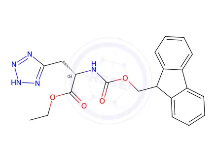 Chemical structure of (S)-ethyl 2-((((9H-fluoren-9-yl)Methoxy)carbonyl)aMino)-3-(2H-tetrazol-5-yl)propanoate