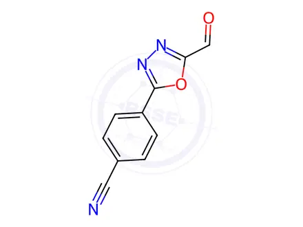 Chemical structure of 4-(5-Formyl-1,3,4-oxadiazol-2-yl)benzonitrile