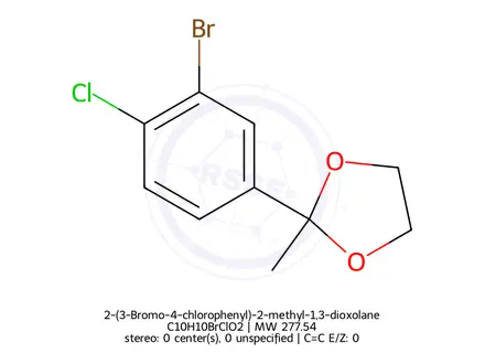 Chemical structure of 2-(3-Bromo-4-chlorophenyl)-2-methyl-1,3-dioxolane