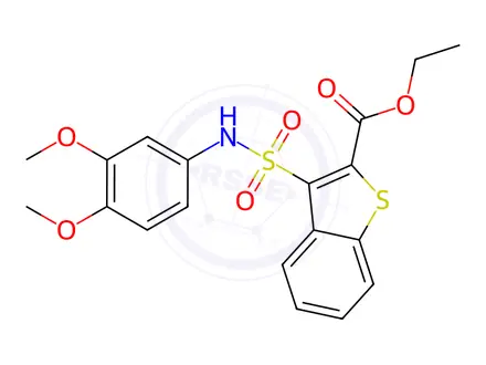 Chemical structure of Ethyl 3-(N-(3,4-dimethoxyphenyl)sulfamoyl)benzo[b]thiophene-2-carboxylate