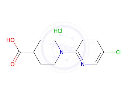 Chemical structure of 1-(5-chloropyridin-2-yl)piperidine-4-carboxylic acid hydrochloride