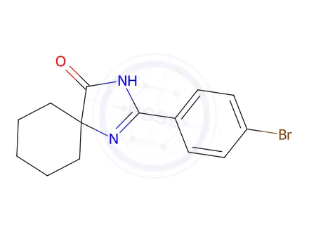 Chemical structure of 2-(4-Bromophenyl)-1,3-diazaspiro[4.5]Dec-1-en-4-one