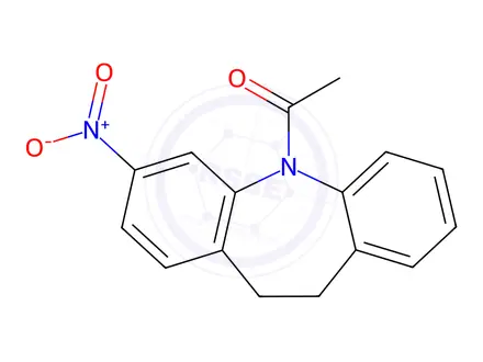 Chemical structure of 1-(3-Nitro-10,11-dihydro-5H-dibenzo[B,F]azepin-5-YL)ethanone