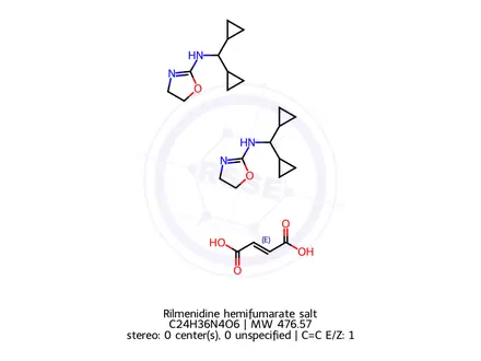 Chemical structure of Rilmenidine hemifumarate salt