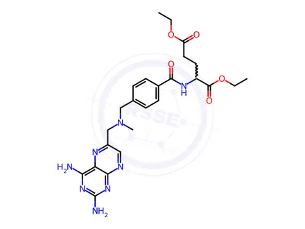 Chemical structure of Methotrexate-methyl-benzoyl-diethyl ester Impurity