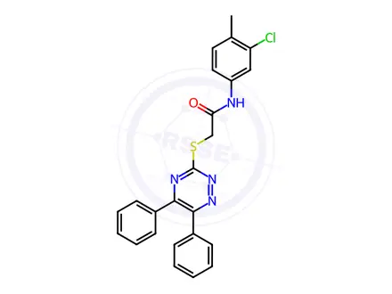Chemical structure of N-(3-Chloro-4-methylphenyl)-2-((5,6-diphenyl-1,2,4-triazin-3-yl)thio)acetamide