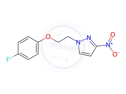 Chemical structure of 1-[2-(4-fluorophenoxy)ethyl]-3-nitropyrazole