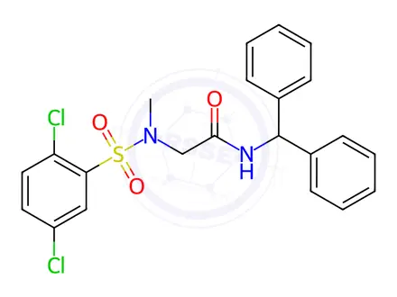Chemical structure of Acetamide, 2-[[(2,5-dichlorophenyl)sulfonyl]methylamino]-N-(diphenylmethyl)-