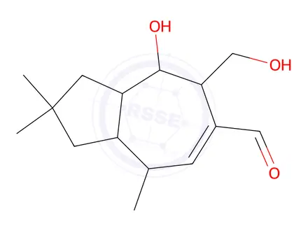 Chemical structure of [3aR,(+)]-1,2,3,3aα,4,5,8,8aα-Octahydro-4α-hydroxy-5β-hydroxymethyl-2,2,8α-trimethyl-6-azulenecarbaldehyde
