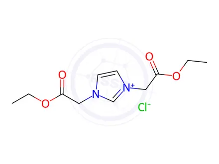Chemical structure of 1,3-Bis(2-ethoxy-2-oxoethyl)-1H-imidazol-3-ium Chloride