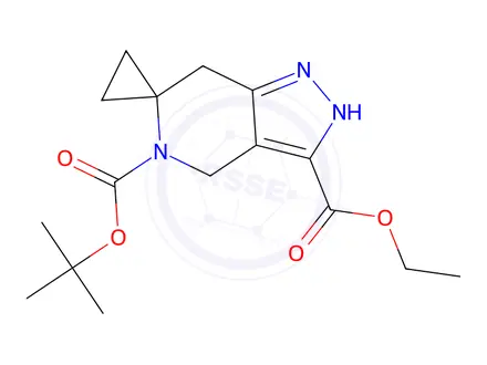 Chemical structure of 5'-(Tert-butyl) 3'-ethyl 2',7'-dihydrospiro[cyclopropane-1,6'-pyrazolo[4,3-c]pyridine]-3',5'(4'H)-dicarboxylate