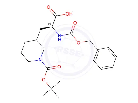 Chemical structure of (2S)-2-(Cbz-amino)-3-(1-Boc-piperidin-3-yl)propanoic Acid