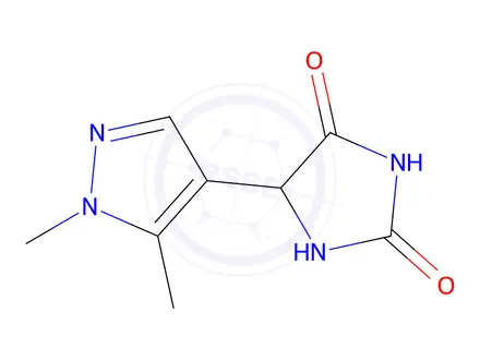 Chemical structure of 5-(1,5-dimethyl-1H-pyrazol-4-yl)imidazolidine-2,4-dione