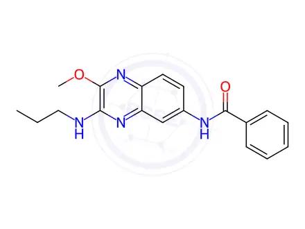 Chemical structure of N-(2-Methoxy-3-(propylamino)quinoxalin-6-yl)benzamide