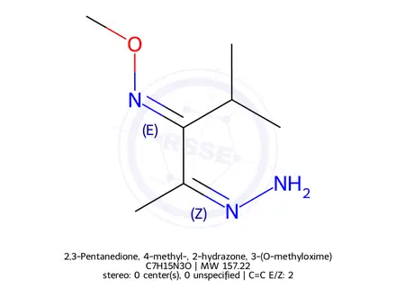 Chemical structure of 2,3-Pentanedione, 4-methyl-, 2-hydrazone, 3-(O-methyloxime)