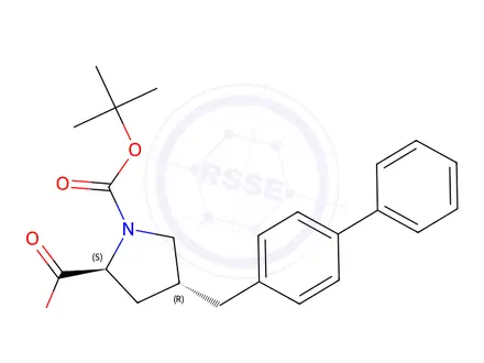 Chemical structure of (2S,4R)-4-([1,1'-biphenyl]-4-ylmethyl)-1-(tert-butoxycarbonyl)pyrrolidine-2-carboxylic acid
