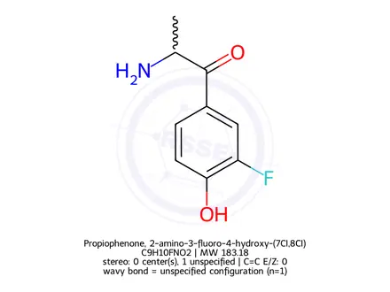 Chemical structure of Propiophenone, 2-amino-3-fluoro-4-hydroxy-(7CI,8CI)
