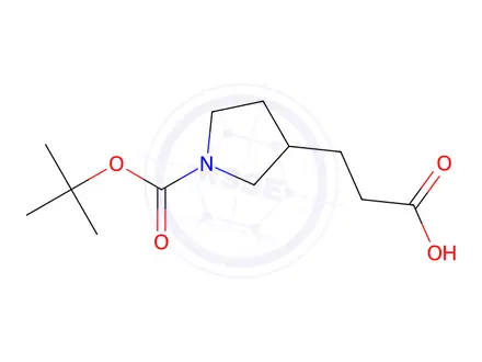Chemical structure of 3-Pyrrolidinepropanoic acid, 1-[(1,1-dimethylethoxy)carbonyl]-, (3S)-
