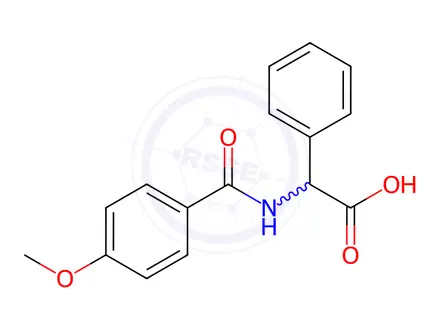 Chemical structure of 2-[(4-Methoxyphenyl)formamido]-2-phenylacetic Acid