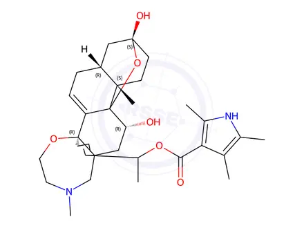 Chemical structure of Batrachotoxinin A 20-(2,4,5-trimethyl-1H-pyrrole-3-carboxylate)