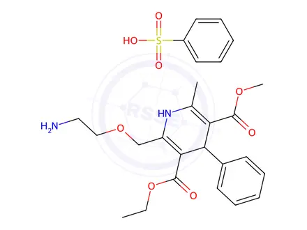 Chemical structure of Benzenesulfonic Acid 3-Ethyl 5-Methyl 2-[(2-Aminoethoxy)methyl]-6-methyl-4-phenyl-1,4-dihydropyridine-3,5-dicarboxylate