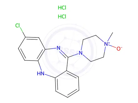 Chemical structure of 8-Chloro-11-(4-methyl-4-oxido-1-piperazinyl)-5H-dibenzo[b,e][1,4]diazepine dihydrochloride
