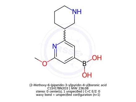 Chemical structure of (2-Methoxy-6-(piperidin-3-yl)pyridin-4-yl)boronic acid