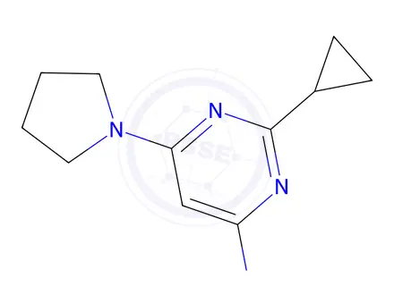 Chemical structure of 2-cyclopropyl-n-methyl-6-(pyrrolidin-1-yl)pyrimidin-4-amine