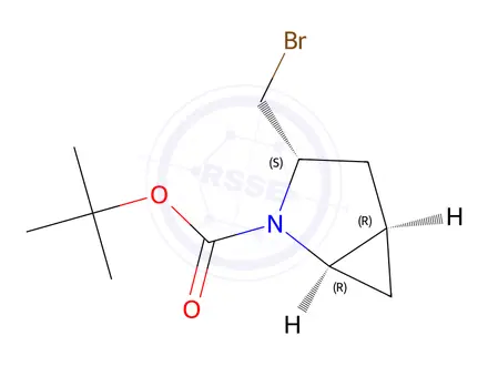 Chemical structure of Tert-butyl (1R,3S,5R)-3-(bromomethyl)-2-azabicyclo[3.1.0]Hexane-2-carboxylate