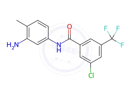 Chemical structure of N-(3-amino-4-methylphenyl)-3-chloro-5-(trifluoromethyl)benzamide