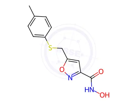 Chemical structure of N-Hydroxy-5-((p-tolylthio)methyl)isoxazole-3-carboxamide