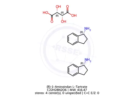 Chemical structure of (R)-1-Aminoindan L-Tartrate