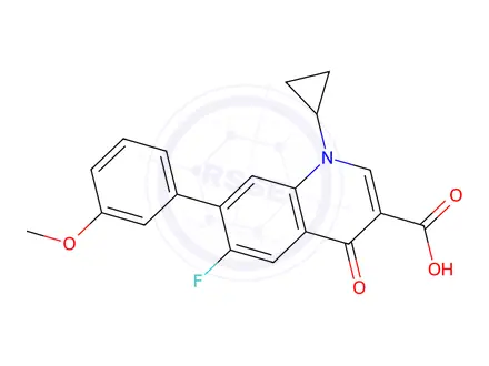 Chemical structure of 3-Quinolinecarboxylic acid, 1-cyclopropyl-6-fluoro-1,4-dihydro-7-(4-me thoxyphenyl)-4-oxo-