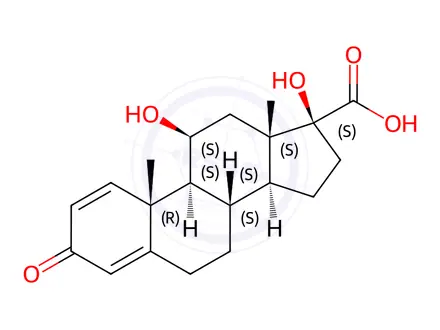 Chemical structure of 11β,​17-​Dihydroxy-​3-​oxoandrosta-​1,​4-​diene-​17β-​carboxylic Acid