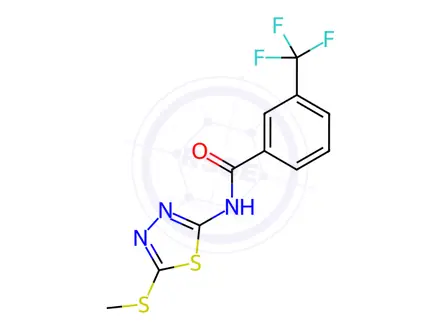 Chemical structure of N-(5-(Methylthio)-1,3,4-thiadiazol-2-yl)-3-(trifluoromethyl)benzamide